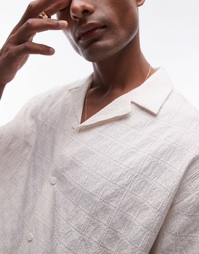 Chemise texturée à manches courtes effet quadrillage - Blanc - Topman - Modalova