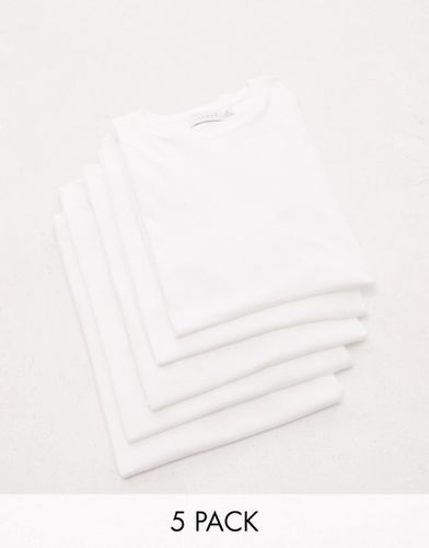 Lot de 5 t-shirts classiques - Blanc - Topman - Modalova