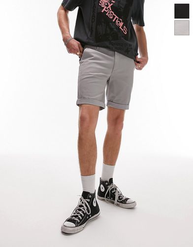 Lot de 2 shorts chino skinny - Noir et gris clair - Topman - Modalova