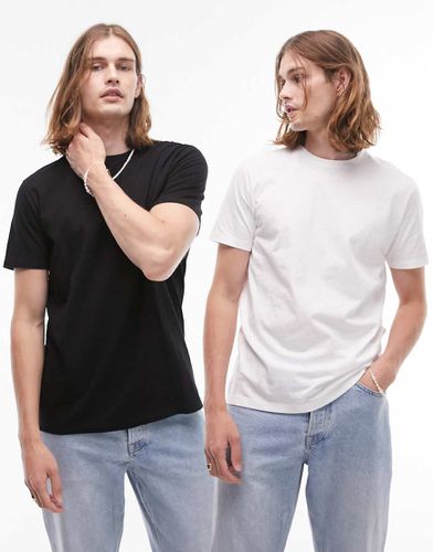 Lot de 2 t-shirts classiques - Noir/blanc - Topman - Modalova