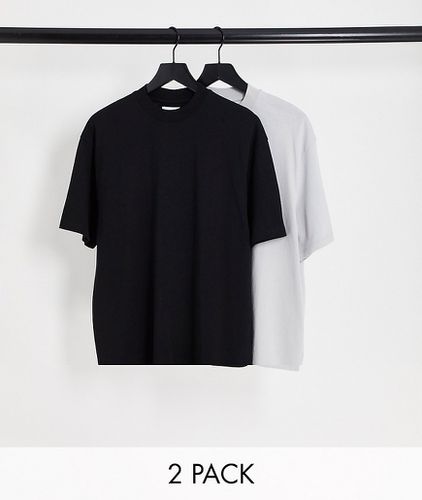 Lot de 2 t-shirts oversize - Noir et gris clair - Topman - Modalova