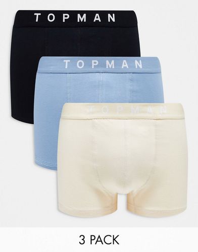 Lot de 3 boxers - Noir, taupe et bleu - Topman - Modalova