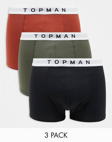 Lot de 3 boxers - Kaki, rouge et noir - Topman - Modalova