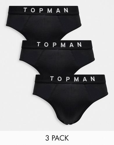 Lot de 3 slips à taille noire - Noir - Topman - Modalova