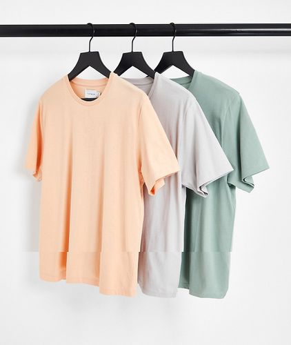 Lot de 3 t-shirts classiques - Gris, abricot et sauge - Topman - Modalova