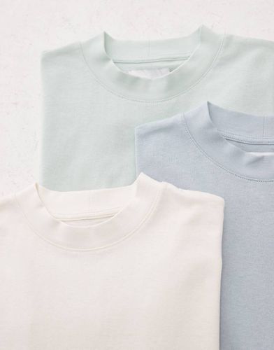 Lot de 3 t-shirts oversize - Écru, bleu et vert - Topman - Modalova