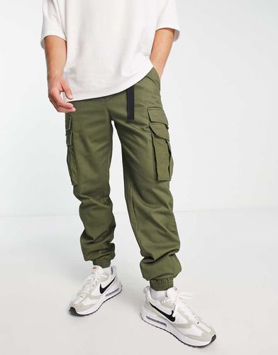 Pantalon cargo skinny avec ceinture et empiècement latéral - Kaki - Topman - Modalova