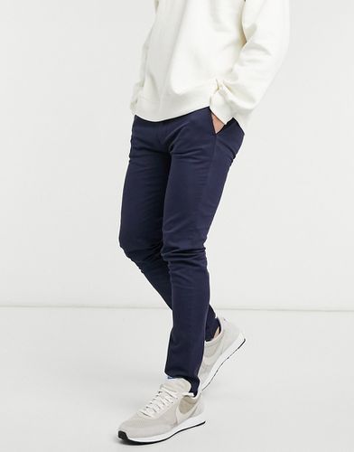 Pantalon chino ajusté en coton mélangé - Bleu marine - Topman - Modalova
