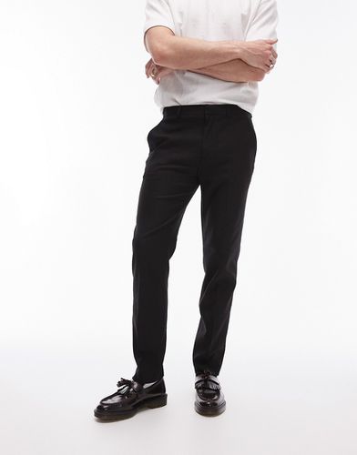 Pantalon de costume slim stretch et texturé - Noir - Topman - Modalova