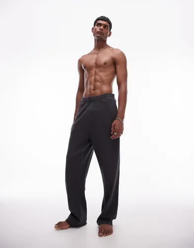 Pantalon de jogging droit confort en tissu gaufré - Anthracite - Topman - Modalova