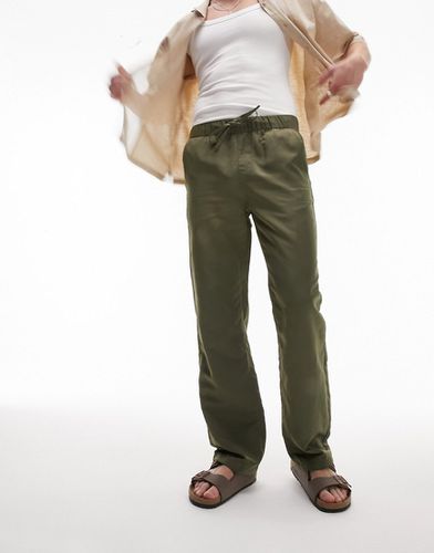 Pantalon décontracté en nylon à taille élastique - Kaki - Topman - Modalova