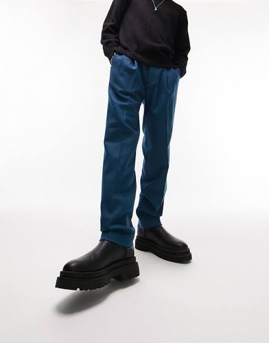 Pantalon décontracté en laine mélangée - Bleu - Topman - Modalova