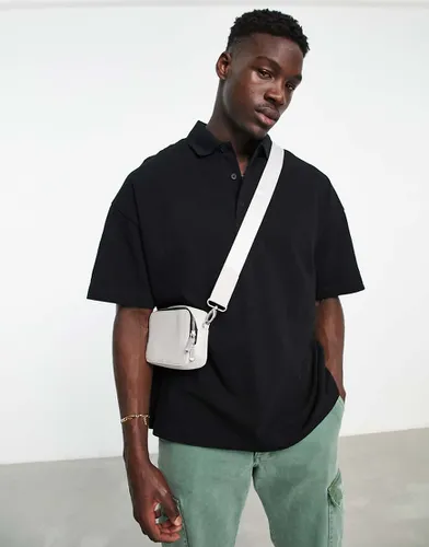 Polo ultra oversize en piqué - Noir - Topman - Modalova