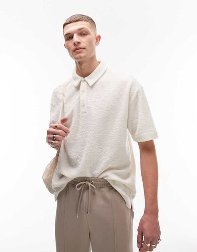 Premium - Polo texturé oversize - Écru - Topman - Modalova