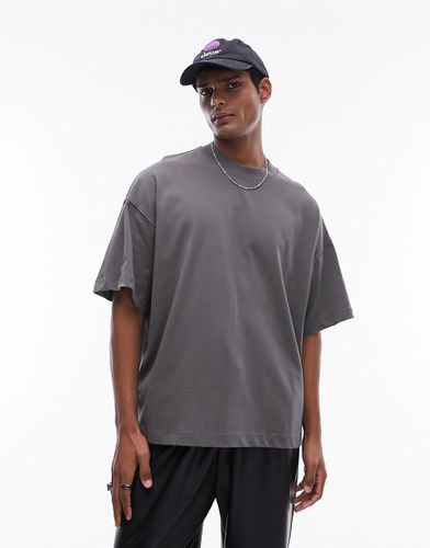 Premium - T-shirt oversize à épaules tombantes - Anthracite - Topman - Modalova