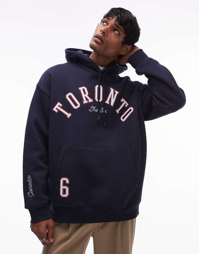 Sweat à capuche oversize avec appliqué Toronto » brodé - Topman - Modalova