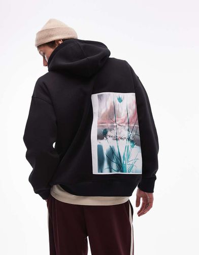 Sweat à capuche oversize avec écusson à imprimé fleuri sur le devant et au dos - Topman - Modalova