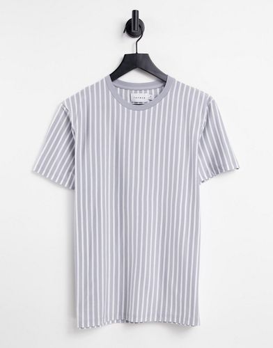 T-shirt classique à rayures - Gris et blanc - Topman - Modalova
