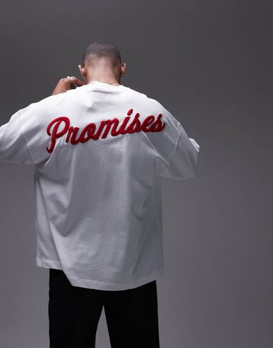 T-shirt épais ultra oversize avec broderie Promises devant et au dos - et rouge - Topman - Modalova