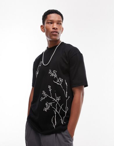 T-shirt oversize avec broderie branche esquissée - Topman - Modalova