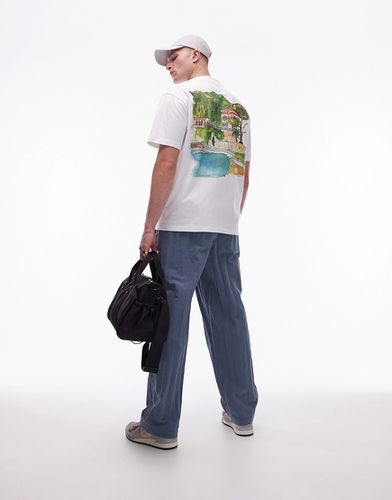 T-shirt oversize avec imprimé aquarelle style riviera sur le devant et au dos - Topman - Modalova