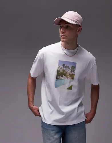 T-shirt oversize avec imprimé piscine photographique - Topman - Modalova