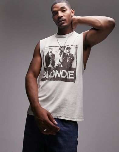 T-shirt oversize sans manches à imprimé Blondie dans encadré - Taupe délavé - Topman - Modalova