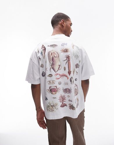 T-shirt ultra oversize avec imprimé faune marine sur le devant et au dos - Topman - Modalova