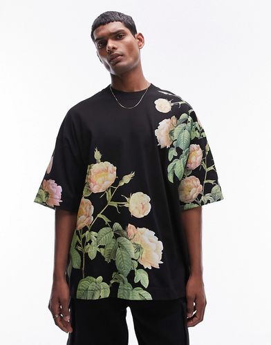 T-shirt ultra oversize de qualité supérieure avec imprimé fleurs sur l'ensemble - Topman - Modalova