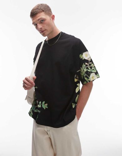 T-shirt ultra oversize de qualité supérieure avec imprimé fleurs sur l'ensemble - Topman - Modalova