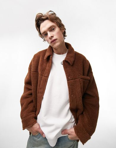 Veste boutonnée en polyester et imitation peau de mouton - Topman - Modalova