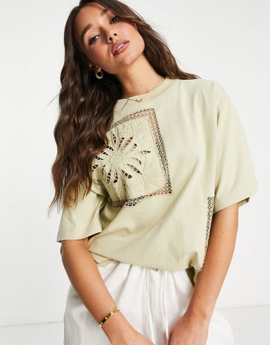 T-shirt oversize à détails crochetés effet patchwork - Topshop - Modalova