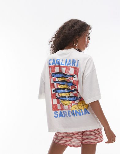 T-shirt oversize à imprimé sardine et Cagliari - Topshop - Modalova