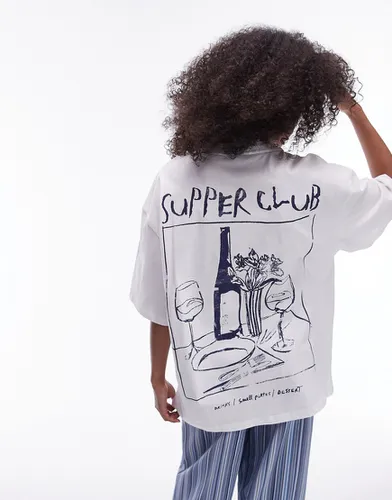 T-shirt oversize à motif Supper Club - Topshop - Modalova