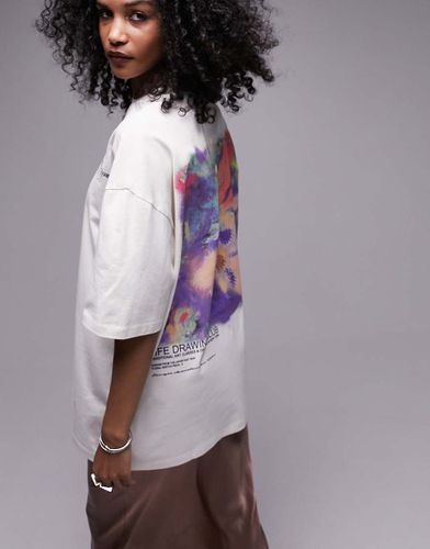 T-shirt oversize avec motif artistique - Écru - Topshop - Modalova