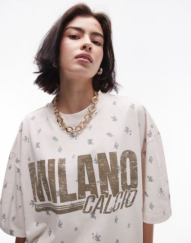 T-shirt oversize d'ensemble à imprimé fleurs et Milano - Écru - Topshop - Modalova