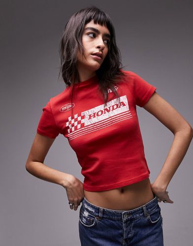 T-shirt effet rétréci avec imprimé Honda sous licence - Topshop - Modalova