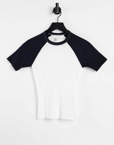 T-shirt style baseball à manches raccourcies - Noir et blanc - Topshop - Modalova