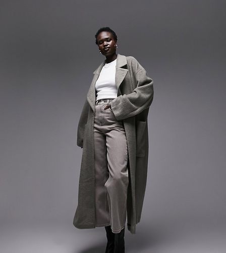 Manteau brossé à enfiler avec poches plaquées - mousse - Topshop Tall - Modalova