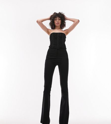 Pantalon coupe évasée épurée en bengaline à taille haute - Topshop Tall - Modalova