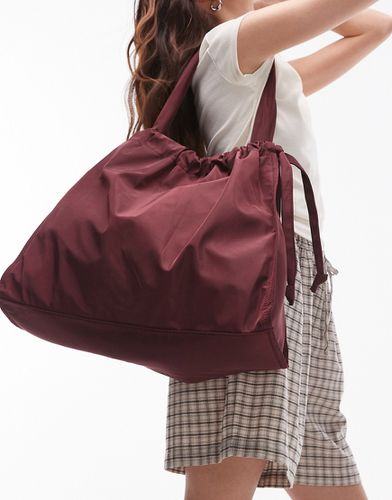 Thom - Tote bag oversize en nylon avec détail froncé - Bordeaux - Topshop - Modalova