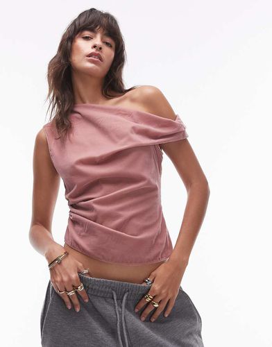 Top asymétrique en velours - Blush - Topshop - Modalova