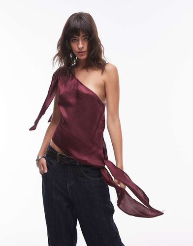 Top asymétrique noué - Bordeaux - Topshop - Modalova