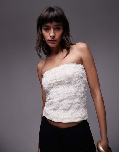 Top bandeau texturé - Crème fleuri - Topshop - Modalova