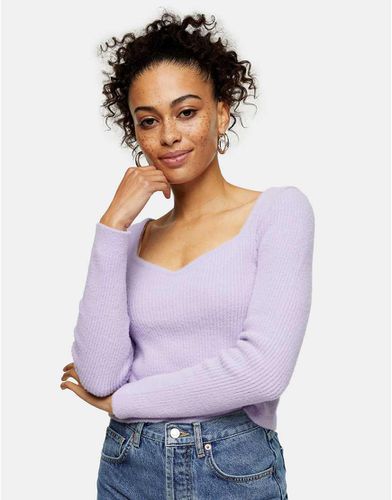 Top duveteux avec encolure caur - Lilas - Topshop - Modalova