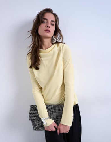 Top en velours  manches longues et col drap - Beurre - Topshop - Modalova