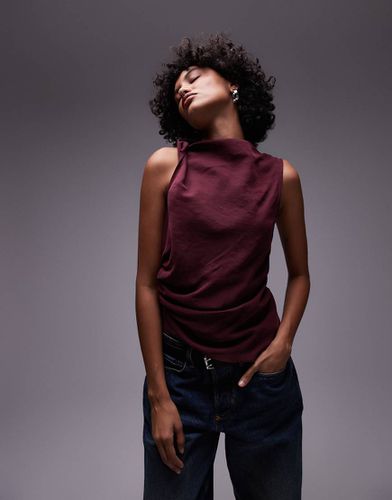 Top sans manches avec détail noué sur le côté - Bordeaux - Topshop - Modalova