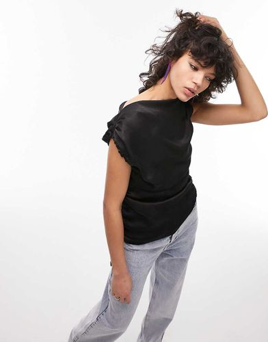 Top sans manches froncé en satin - Topshop - Modalova