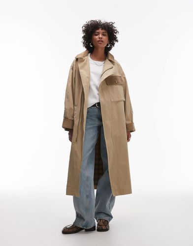 Trench-coat avec doublure à carreaux - Camel - Topshop - Modalova