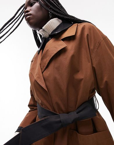 Trench-coat double épaisseur - Chocolat - Topshop - Modalova